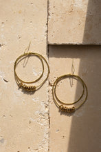 Load image into Gallery viewer, Double Hoops with Handmade Beads in Brass
