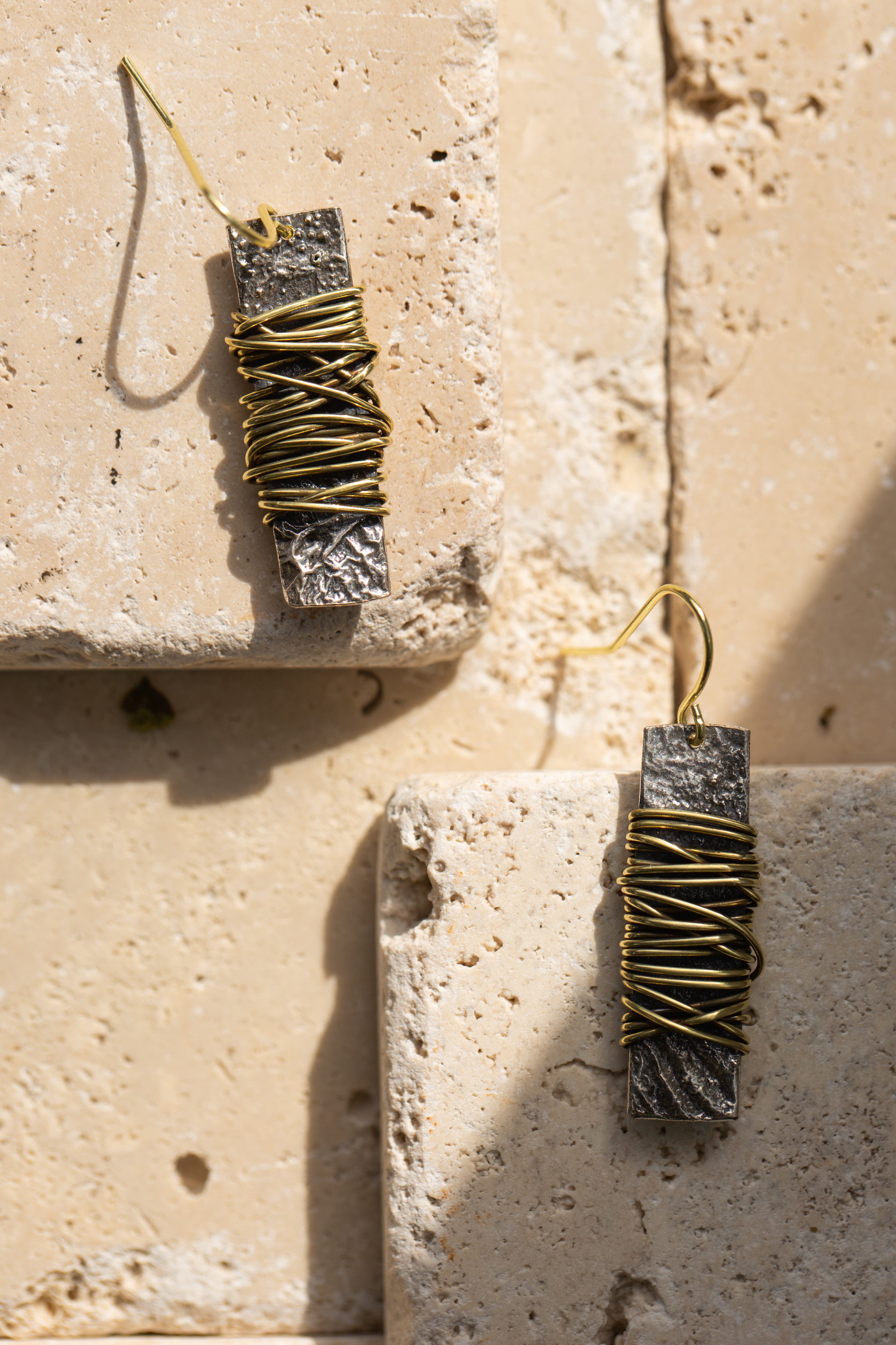 mixed metal wrapped earrings