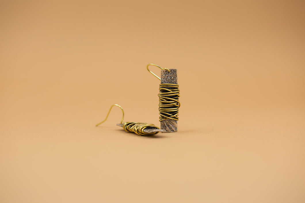 mixed metal wrapped earrings
